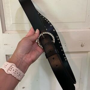 Black Studded Leather Belt